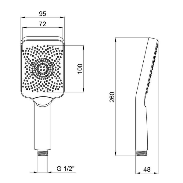 Лійка для ручного душу Qtap Rucni 145x95 мм прямокутна QTRUC125BLM45778 Black Matt SD00051902 фото