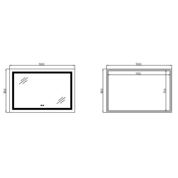 Зеркало Lidz Kubis (KU1) 1200х800 с LED-подсветкой Touch, с антизапотеванием, с диммером, рег. яркости LDKUB120080049008 SD00055132 фото