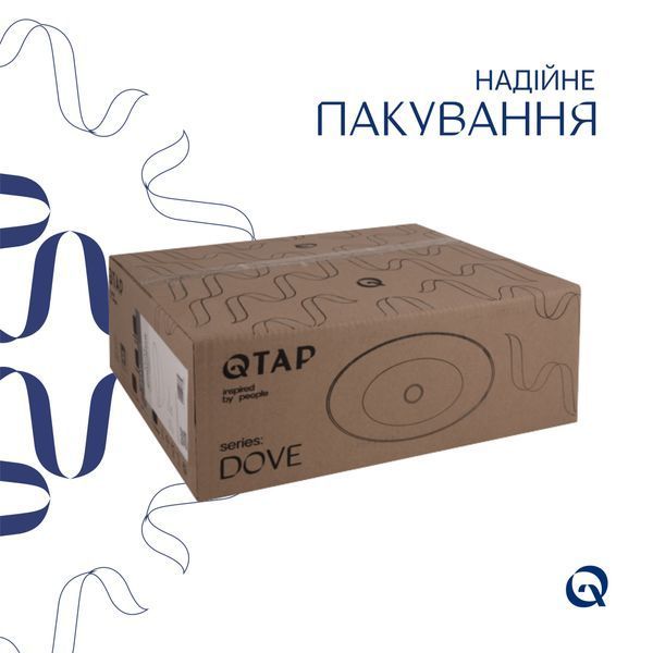Комплект Qtap Dove: Раковина накладная овальная 415x340x140 мм White + Донный клапан PU02 SD00053432 фото