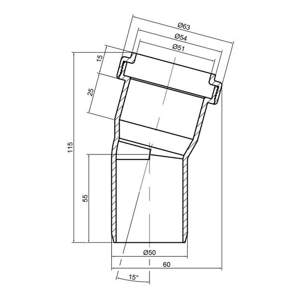 Коліно PPR каналізаційне TA Sewage 50, 15° SD00034411 фото