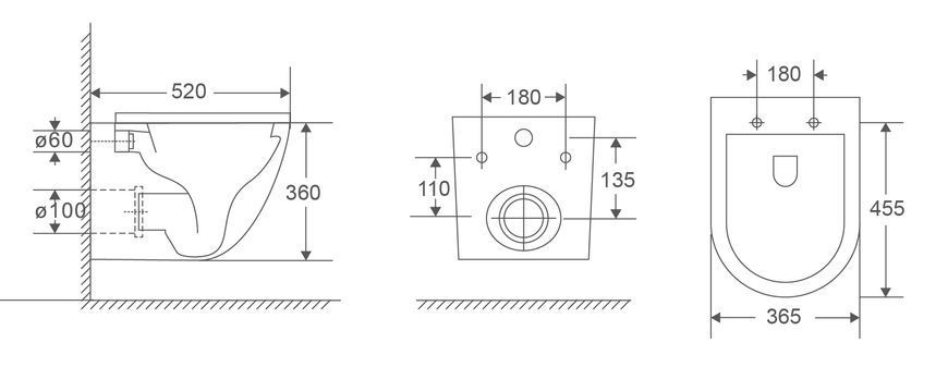Унитаз подвесной Mixxus Premium Ellipse-0303-R Black 520x365x360mm, система смыва RIMLESS (MP6464) MP6464 фото
