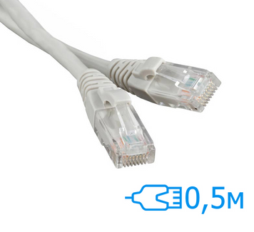 Патч-корд LW 0.5м UTP Cat.5e литий сірий RJ45, CU (PC002-C5E-050) 11290/2468 фото