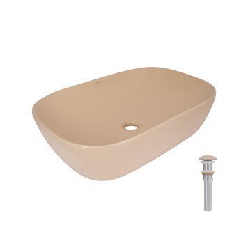 Раковина накладная Qtap Robin 600x390x150 мм, Beige, прямоугольная, с донным клапаном QTROB188SB49787 SD00055911 фото