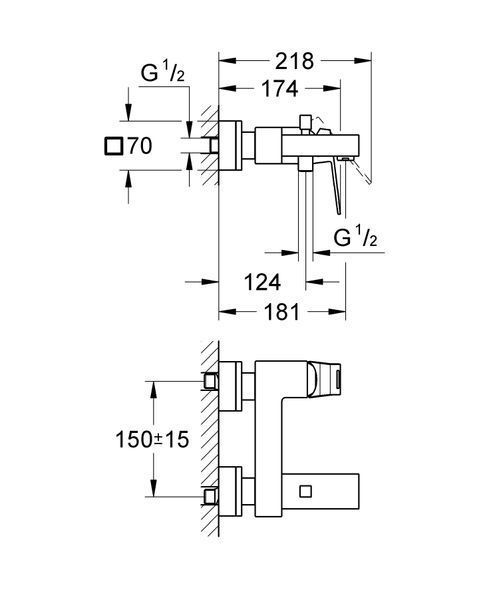 Змішувач для ванни Grohe Eurocube (23140000) 23140000 фото
