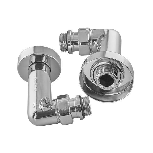 Комплект кранов для полотенцесушителя угловой Koer KR.SET.550 - M1/2''xM1/2'' запорный, хромированный (KR5840) KR5840 фото