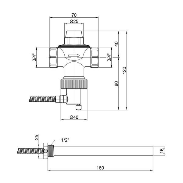 Клапан теплового сброса Icma 3/4" №605 SD00005049 фото