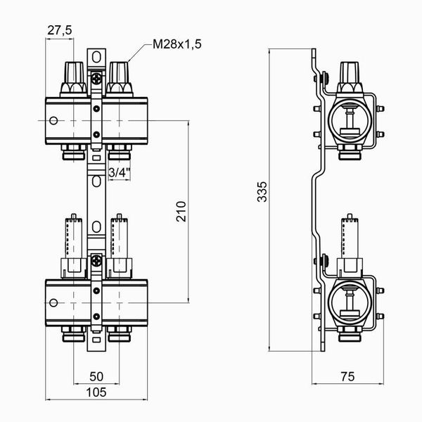 Коллектор Icma 1" 2 выхода, с расходомерами №K013 SD00005230 фото