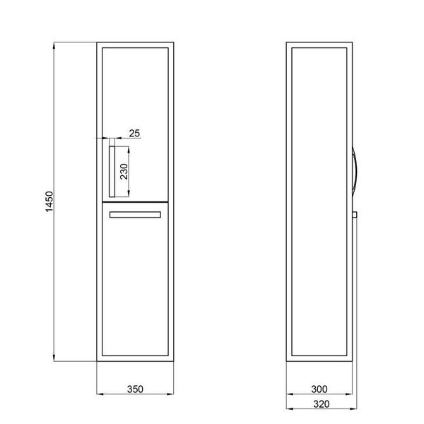 Пенал підвісний Qtap Taurus 350х1450х300 Whitish oak з кошиком для білизни QT2476PP1451KRWO SD00046940 фото