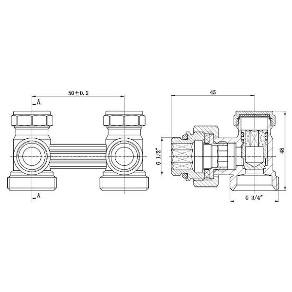 Кран буксовый SD Forte 3/4"х1/2" для радиатора нижний угловой SF252W15 SD00021149 фото