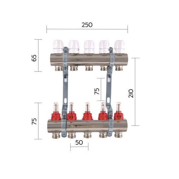 Колектор з витратомірами Thermo Alliance Standart 1" 5 виходи SD235W5 SD00021383 фото